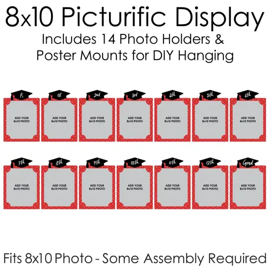 Big Dot of Happiness Red Graduation 8 x 10 inches K-12 School Photo Holder - DIY Party Decor - Picturific Display {6}