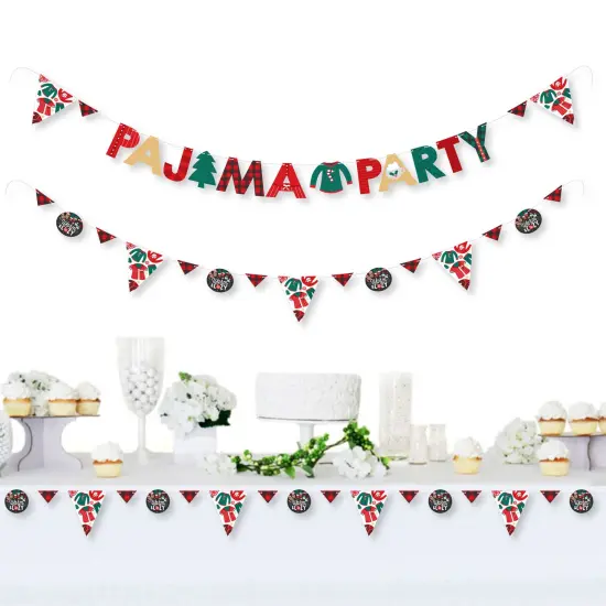 Big Dot of Happiness Christmas Pajamas - Holiday Plaid PJ Party Letter Banner Decoration - 36 Banner Cutouts and Pajama Party Banner Letters {3}