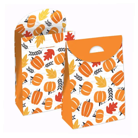 Big Dot of Happiness Fall Pumpkin - Halloween or Thanksgiving Gift Favor Bags - Party Goodie Boxes - Set of 12 {1}