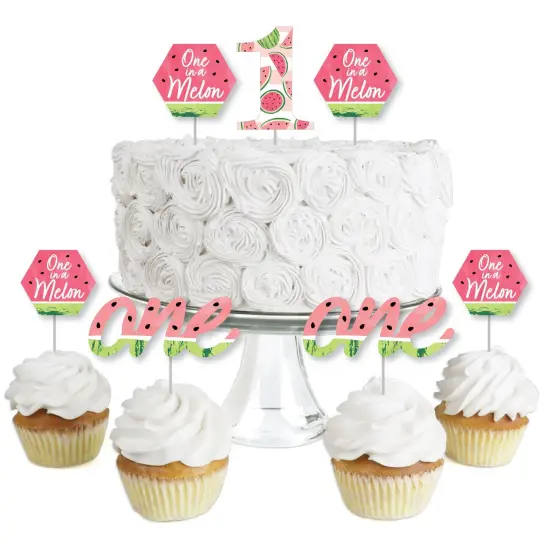 Big Dot of Happiness 1st Birthday One in a Melon - Dessert Cupcake Toppers - Fruit First Birthday Party Clear Treat Picks - Set of 24 {1}