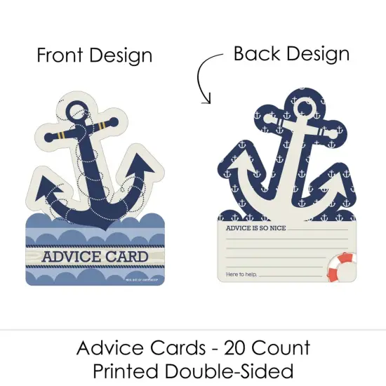 Big Dot of Happiness Ahoy - Nautical - Anchor Wish Card Baby Shower Activities - Shaped Advice Cards Game - Set of 20 {4}