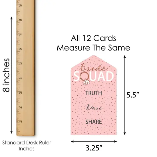 Big Dot of Happiness Bride Squad - Rose Gold Bridal Shower or Bachelorette Party Game Pickle Cards - Truth, Dare, Share Pull Tabs - Set of 12 {6}