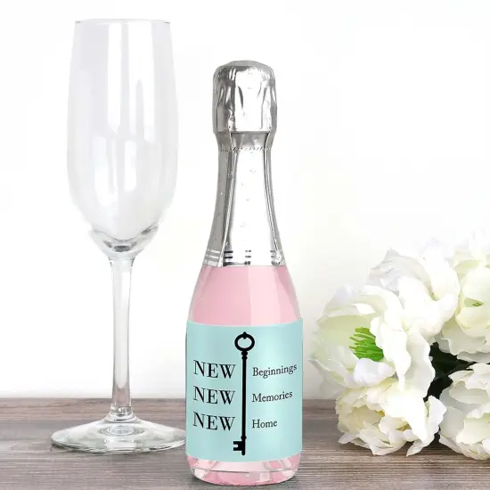 Big Dot of Happiness Home Sweet Home - Mini Wine and Champagne Bottle Label Stickers - Housewarming Party Favor Gift for Women and Men - Set of 16 {3}