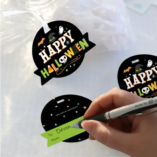 Big Dot of Happiness Jack-O'-Lantern Halloween - Kids Halloween Party Clear Goodie Favor Bags - Treat Bags With Tags - Set of 12 {4}