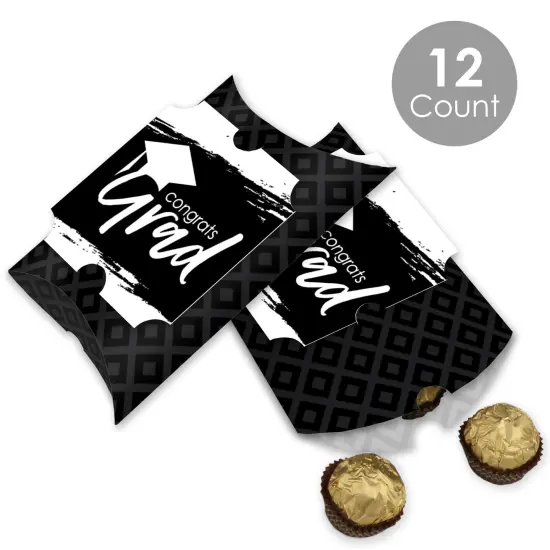 Big Dot of Happiness Black and White Grad - Best is Yet to Come - Favor Gift Boxes - Black and White Graduation Party Large Pillow Boxes - Set of 12 {3}