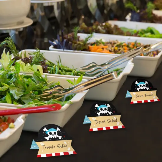 Big Dot of Happiness Pirate Ship Adventures - Skull Birthday Party Tent Buffet Card - Table Setting Name Place Cards - Set of 24 {4}