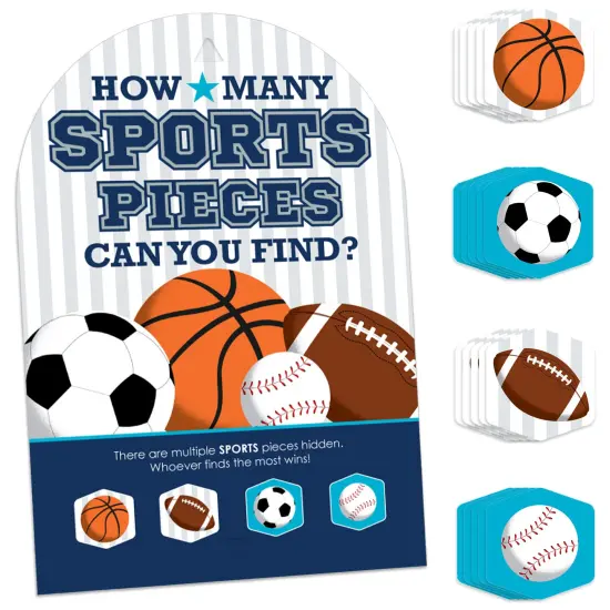 Big Dot of Happiness Go, Fight, Win - Sports - Baby Shower or Birthday Party Scavenger Hunt - 1 Stand and 48 Game Pieces - Hide and Find Game {1}