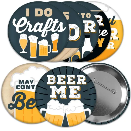 Big Dot of Happiness Cheers and Beers - 3 inch Beer Party Badge - Pinback Buttons - Set of 8 {1}