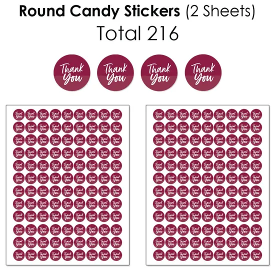 Big Dot of Happiness Burgundy Elegantly Simple - Guest Party Favors Candy Favor Sticker Kit - 304 Pieces {6}