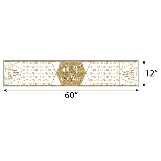 Big Dot of Happiness It's Twins - Petite Gold Twins Baby Shower Paper Table Runner - 12 x 60 inches {4}