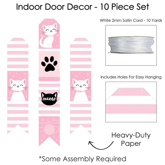 Big Dot of Happiness Purr-FECT Kitty Cat - Hanging Vertical Paper Door Banners - Kitten Baby Shower Birthday Party Wall Decor Kit - Indoor Door Decor {6}