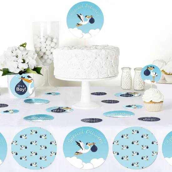 Big Dot of Happiness Boy Special Delivery - Blue It's A Boy Stork Baby Shower Giant Circle Confetti - Party Decorations - Large Confetti 27 Count {6}