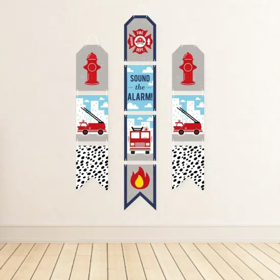 Big Dot of Happiness Fired Up Fire Truck - Hanging Vertical Paper Door Banners - Baby Shower or Birthday Party Wall Decoration Kit - Indoor Door Decor {4}