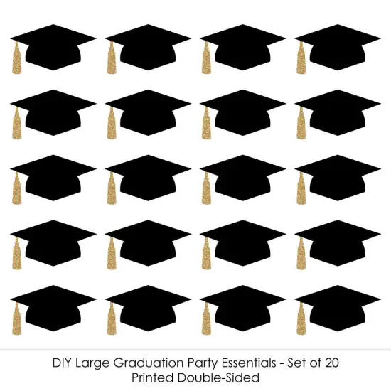 Big Dot of Happiness Gold Graduation Hat Decorations - DIY Large Party Essentials - 20 Count {6}