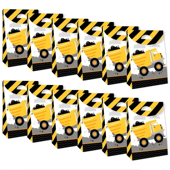 Big Dot of Happiness Dig It - Construction Party Zone - Baby Shower or Birthday Gift Favor Bags - Party Goodie Boxes - Set of 12 {6}