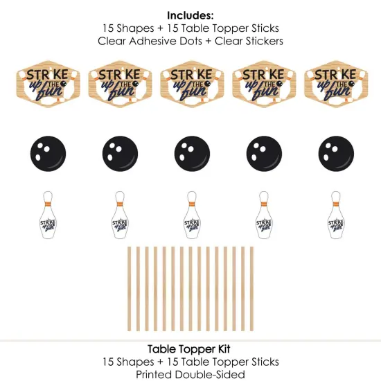Big Dot of Happiness Strike Up the Fun - Bowling - Birthday Party or Baby Shower Centerpiece Sticks - Table Toppers - Set of 15 {7}