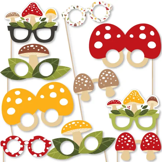 Big Dot of Happiness Wild Mushrooms Glasses and Masks - Paper Card Stock Red Toadstool Party Photo Booth Props Kit - 10 Count {1}