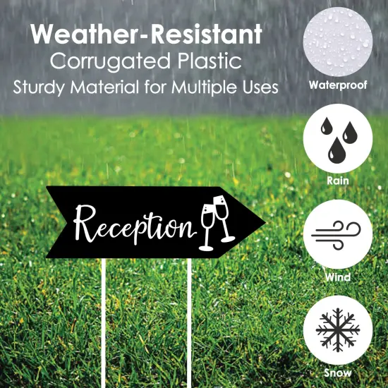 Big Dot of Happiness Black Wedding Reception Signs - Wedding Sign Arrow - Double Sided Directional Yard Signs - Set of 2 Reception Signs {4}