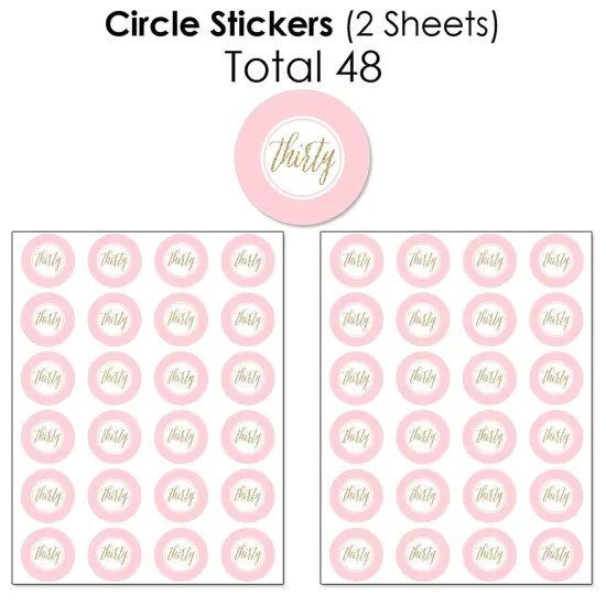Big Dot of Happiness Chic 30th Birthday - Pink, Black and Gold - Birthday Party Candy Favor Sticker Kit - 304 Pieces {7}