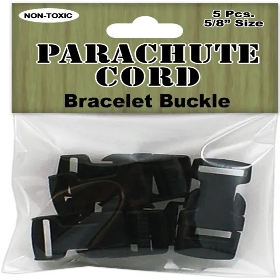 Pepperell Parachute Cord Bracelet Buckles 15mm 5/Pkg-Black {1}