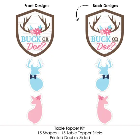 Big Dot of Happiness Buck or Doe - Hunting Gender Reveal Party Centerpiece Sticks - Table Toppers - Set of 15 {6}