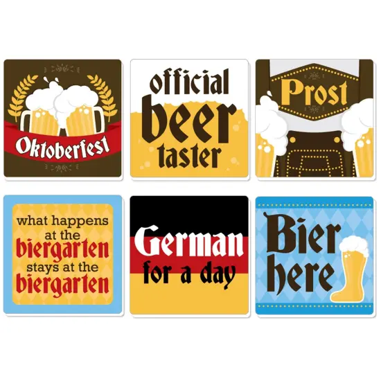Big Dot of Happiness Oktoberfest - Funny Beer Festival Decorations - Drink Coasters - Set of 6 {1}