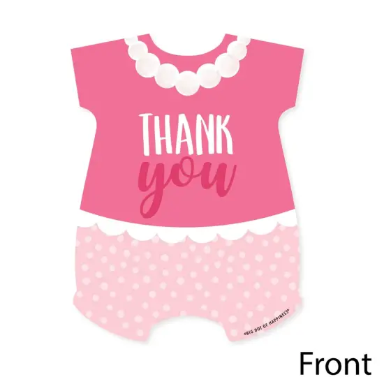 Big Dot of Happiness It's a Girl - Shaped Thank You Cards - Pink Baby Shower Thank You Note Cards with Envelopes - Set of 12 {4}
