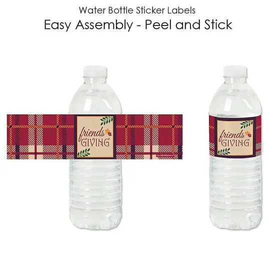 Big Dot of Happiness Friends Thanksgiving Feast - Friendsgiving Water Bottle Sticker Labels - Set of 20 {3}