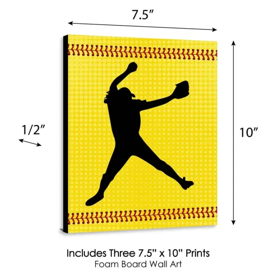 Big Dot of Happiness Grand Slam - Fastpitch Softball - Sports Nursery Wall Art, Kids Room Decor & Game Room Decor - 7.5 x 10 inches - Set of 3 Prints {6}