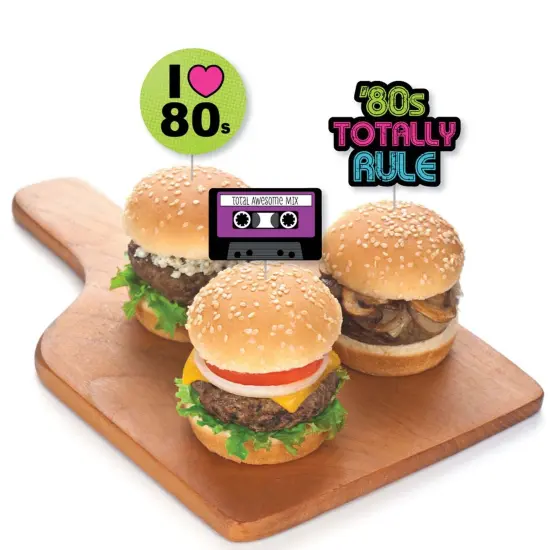 Big Dot of Happiness 80's Retro - Dessert Cupcake Toppers - Totally 1980s Party Clear Treat Picks - Set of 24 {4}