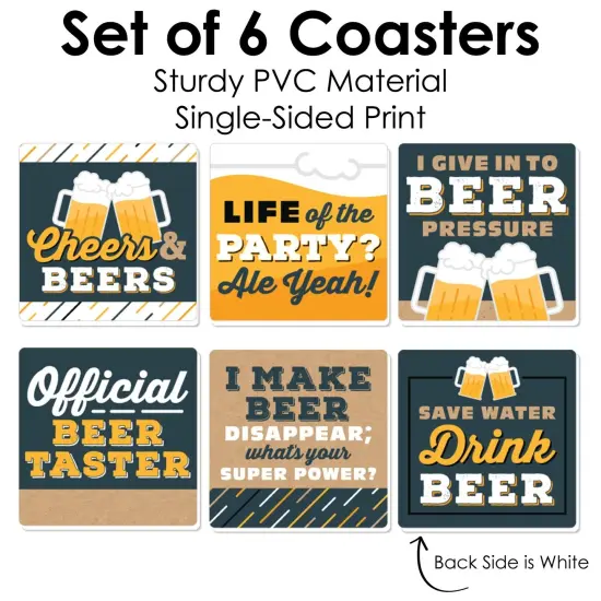 Big Dot of Happiness Cheers and Beers - Funny Beer Party Decorations - Drink Coasters - Set of 6 {6}