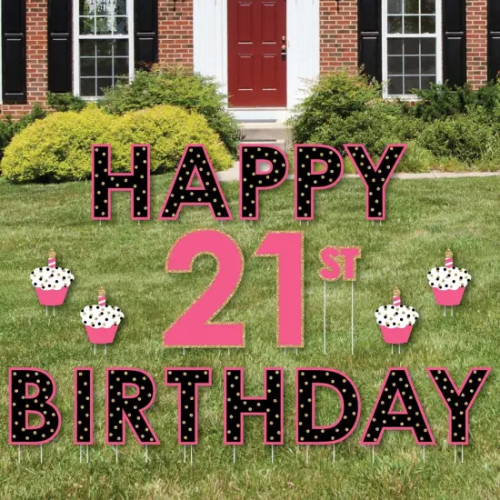 Big Dot of Happiness Finally 21 Girl - Yard Sign Outdoor Lawn Decorations - Happy 21st Birthday Yard Signs {1}