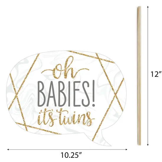Big Dot of Happiness It's Twins - Gold Twins Baby Shower Photo Booth Props Kit - 20 Count {7}