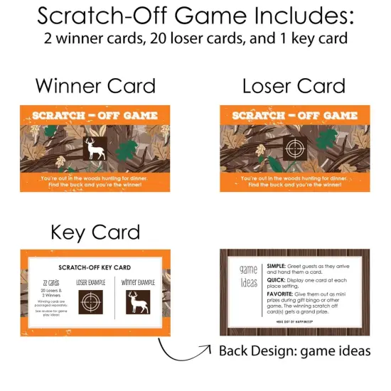 Big Dot of Happiness Gone Hunting - Deer Hunting Camo Baby Shower or Birthday Party Game Scratch Off Cards - 22 Count {6}