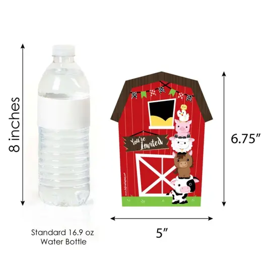 Big Dot of Happiness Farm Animals - Shaped Fill-in Invitations - Baby Shower or Birthday Party Invitation Cards with Envelopes - Set of 12 {6}