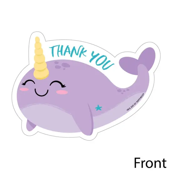 Big Dot of Happiness Narwhal Girl - Shaped Thank You Cards - Under The Sea Baby Shower or Birthday Party Thank You Note Cards & Envelopes - Set of 12 {4}