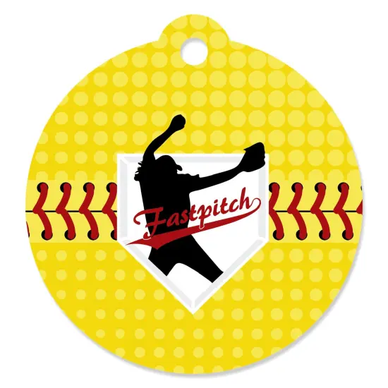 Big Dot of Happiness Grand Slam - Fastpitch Softball - Birthday Party or Baby Shower Favor Gift Tags (Set of 20) {1}