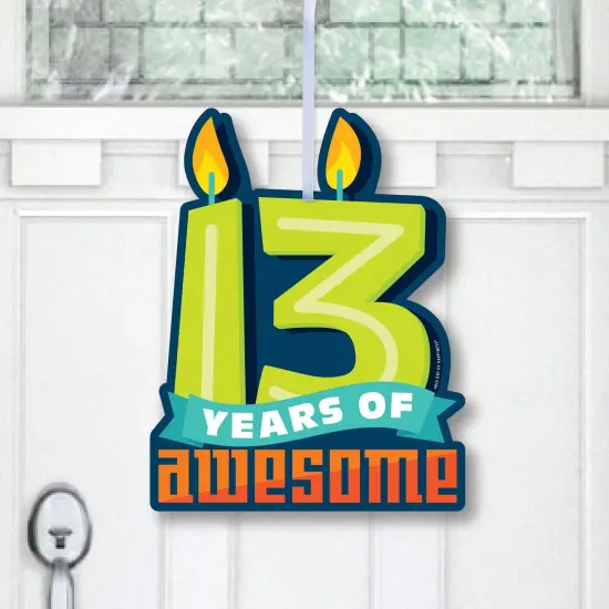 Big Dot of Happiness Boy 13th Birthday - Hanging Porch Official Teenager Birthday Party Outdoor Decorations - Front Door Decor - 1 Piece Sign {1}