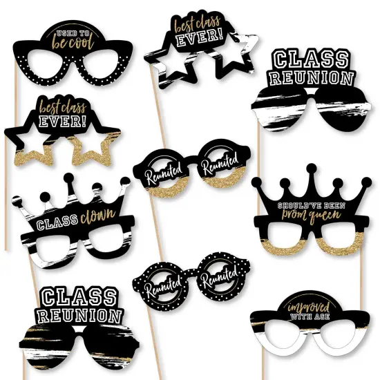 Big Dot of Happiness Reunited Glasses - Paper Card Stock School Class Reunion Party Photo Booth Props Kit - 10 Count {1}