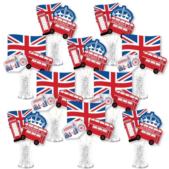 Big Dot of Happiness Cheerio, London - British UK Party Centerpiece Sticks - Showstopper Table Toppers - 35 Pieces {1}