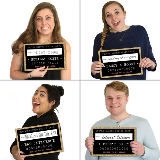 Big Dot of Happiness Finally 21 Girl - 21st Birthday Party Mug Shots - Birthday Photo Booth Props Party Mugshot Signs - 20 Count {4}