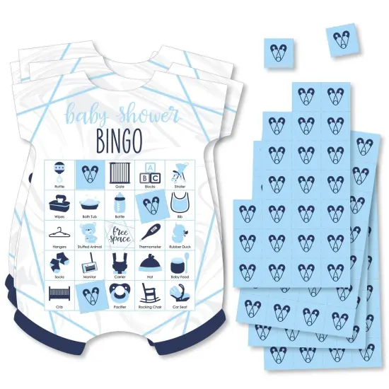 Big Dot of Happiness It&rsquo;s Twin Boys - Picture Bingo Cards and Markers - Blue Twins Baby Shower Shaped Bingo Game - Set of 18 {1}