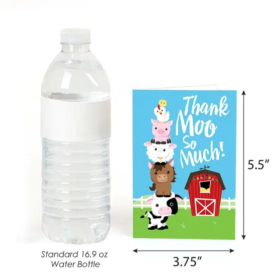 Big Dot of Happiness Farm Animals - Baby Shower or Birthday Party Thank You Cards (8 count) {4}