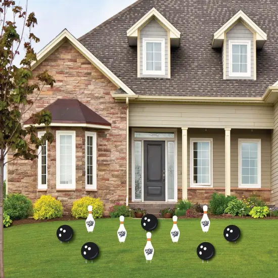 Big Dot of Happiness Strike Up the Fun - Bowling - Bowling Pins & Ball Lawn Decor - Outdoor Birthday Party or Baby Shower Yard Decorations - 10 Piece {3}