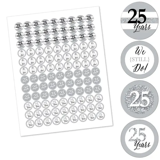 Big Dot of Happiness We Still Do - 25th Wedding Anniversary - Party Round Candy Sticker Favors - Labels Fits Chocolate Candy (1 sheet of 108) {3}