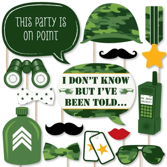 Big Dot of Happiness Camo Hero - Army Military Camouflage Party Photo Booth Props Kit - 20 Count {1}