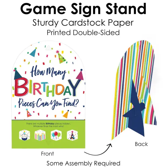 Big Dot of Happiness Cheerful Happy Birthday - Colorful Birthday Party Scavenger Hunt - 1 Stand and 48 Game Pieces - Hide and Find Game {7}