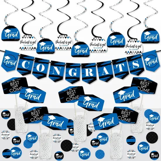 Big Dot of Happiness Blue Grad - Best is Yet to Come - Royal Blue Graduation Party Supplies Decoration Kit - Decor Galore Party Pack - 51 Pieces {1}