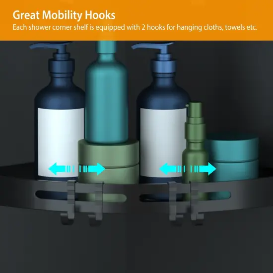 2Pcs Corner Shower Caddy Shelf Adhesive Bathroom Storage Racks {4}