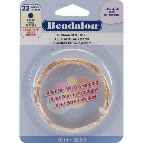 Beadalon German Style Wire-Gold Round - 22 Gauge, 32.8' {1}